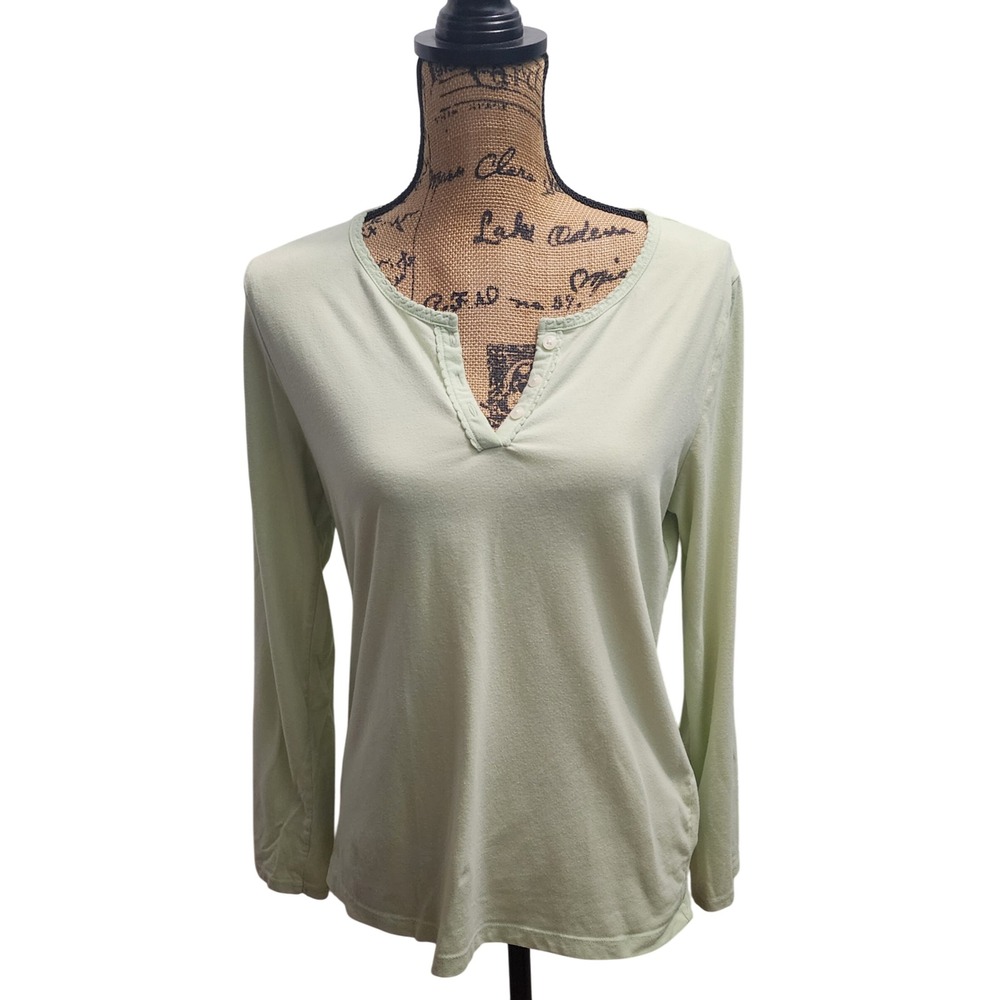 Jockey Long Sleeve T Shirt Top Women's Size L Light Green Casual